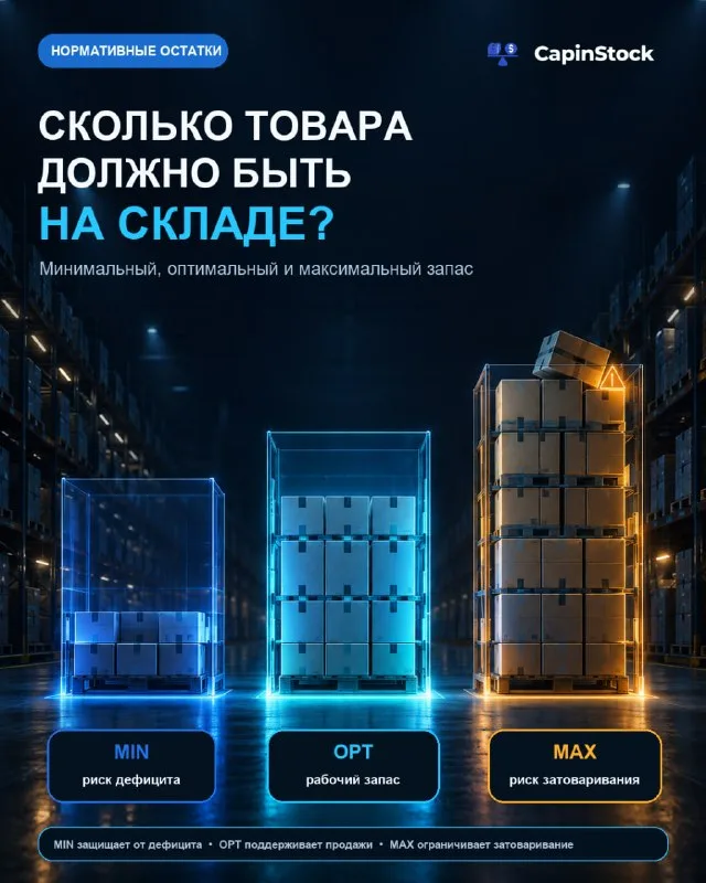 Сколько товара должно быть на складе: нормы MIN, OPT и MAX