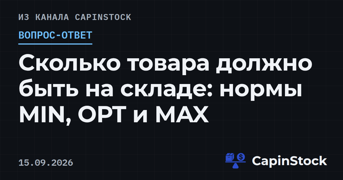 Сколько товара должно быть на складе: нормы MIN, OPT и MAX